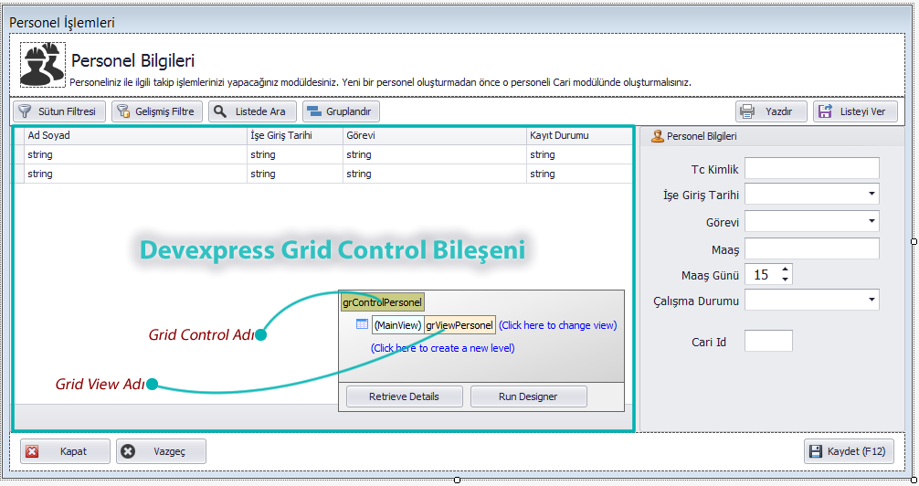 Devexpress GridControl GridView